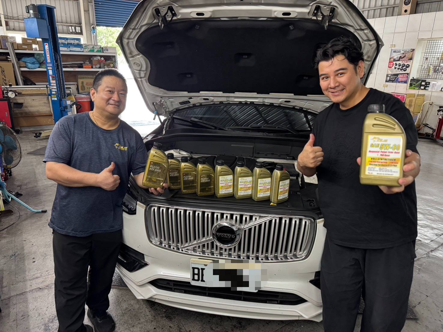桃園黑騎士企業社幫客戶的Volvo XC90更換DLE 5W-60 24H GT3 PRO機油和IGAT 9005變速箱油